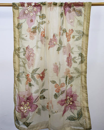 Fancy Organza with Oil Paint, Gotta & Stone Work Dupatta (Ready To Wear)