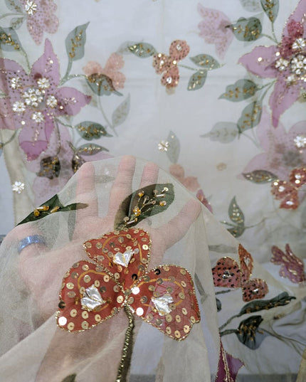 Fancy Organza with Oil Paint, Gotta & Stone Work Dupatta (Ready To Wear)