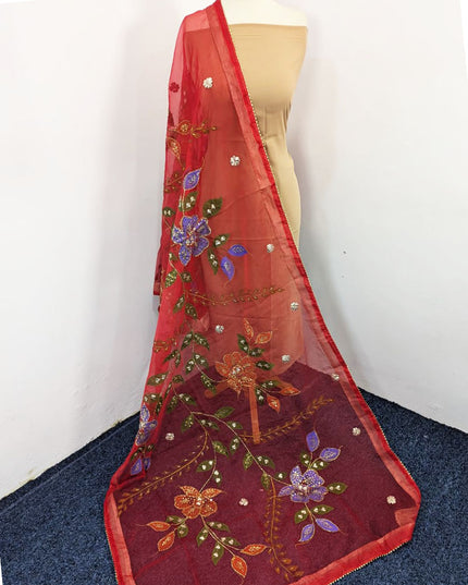 Organza with Oil Paint, Gotta & Stone Work Dupatta
