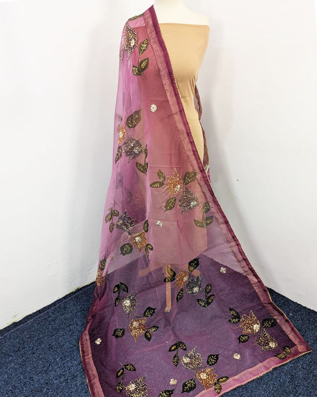 Fancy Organza with Oil Paint, Gotta & Stone Work Dupatta