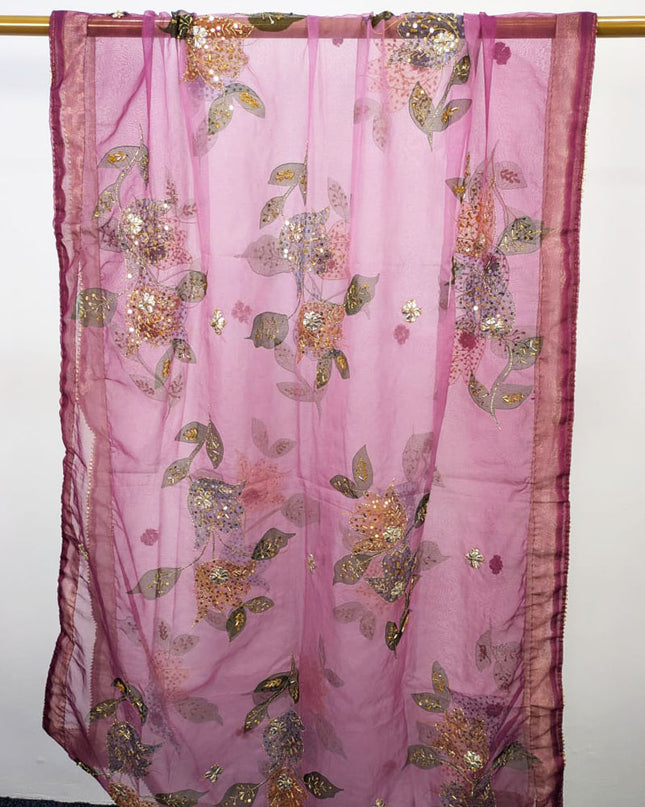 Fancy Organza with Oil Paint, Gotta & Stone Work Dupatta