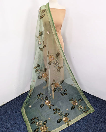 Fancy Organza with Oil Paint, Gotta & Stone Work Dupatta