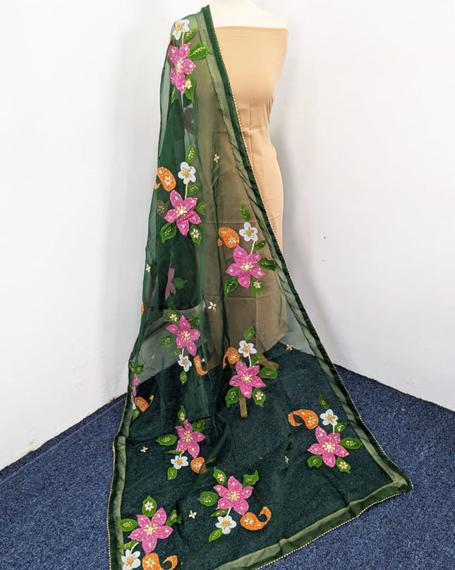 Premium Organza with Oil Paint, Gotta & Stone Work Dupatta