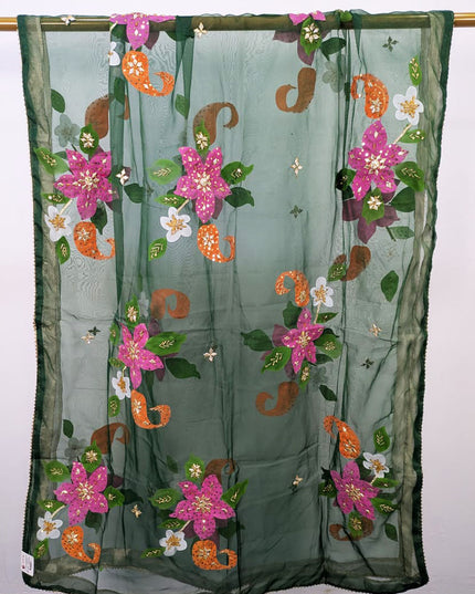 Premium Organza with Oil Paint, Gotta & Stone Work Dupatta