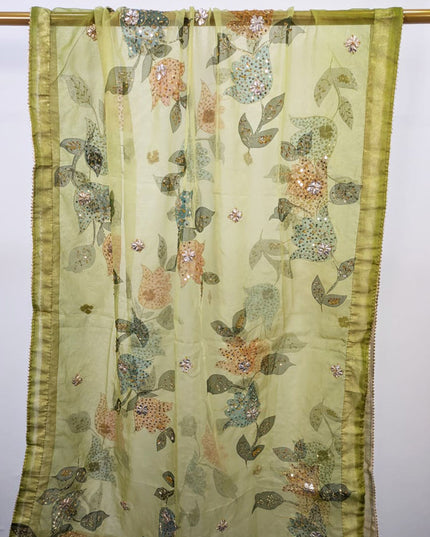 Fancy Organza with Oil Paint, Gotta & Stone Work Dupatta