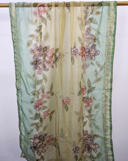 Premium Organza with Oil Paint, Gotta & Stone Work Dupatta (Ready To Wear)