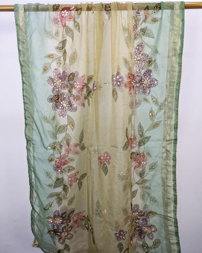 Premium Organza with Oil Paint, Gotta & Stone Work Dupatta (Ready To Wear)