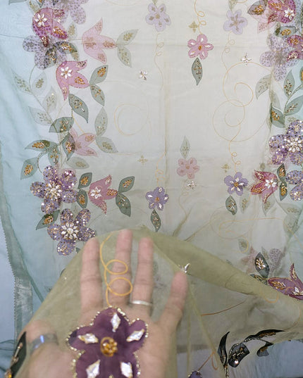 Premium Organza with Oil Paint, Gotta & Stone Work Dupatta (Ready To Wear)