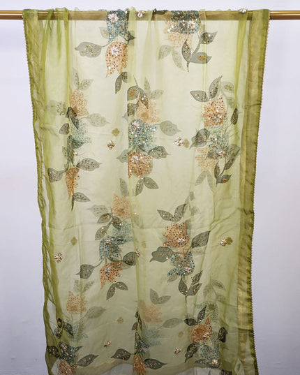 Fancy Organza with Oil Paint, Gotta & Stone Work Dupatta