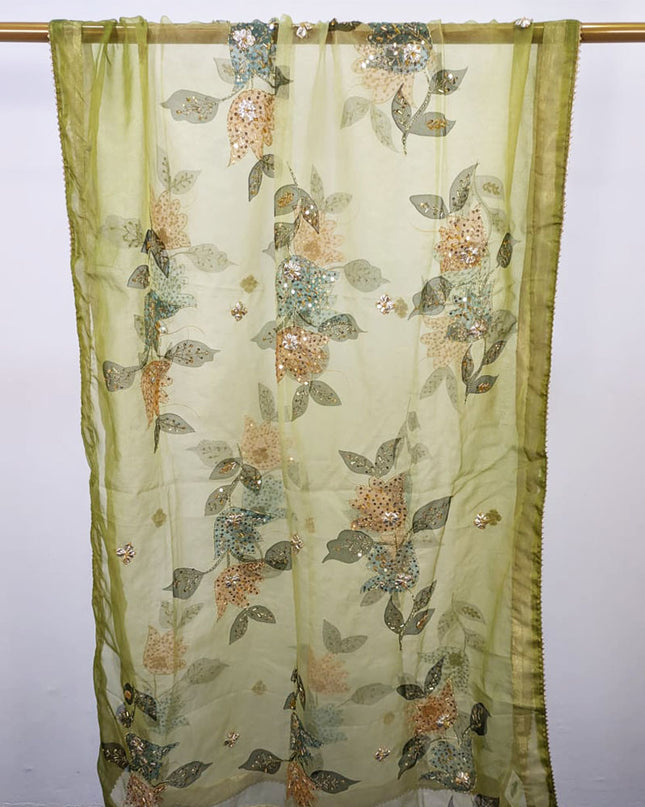 Fancy Organza with Oil Paint, Gotta & Stone Work Dupatta