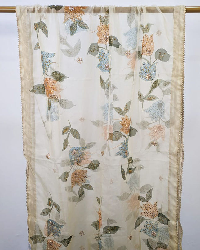 Fancy Organza with Oil Paint, Gotta & Stone Work Dupatta