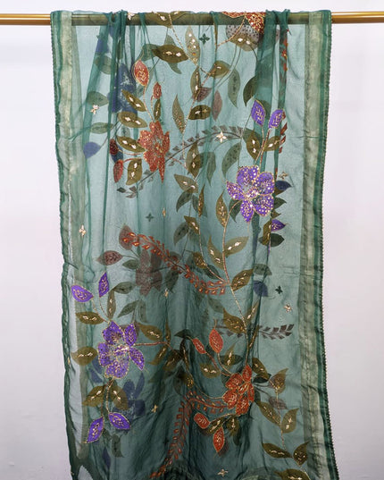 Organza with Oil Paint, Gotta & Stone Work Dupatta