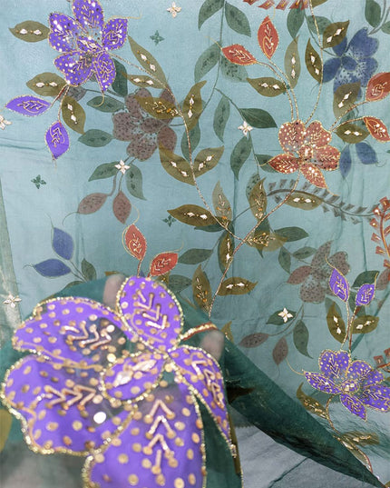 Organza with Oil Paint, Gotta & Stone Work Dupatta