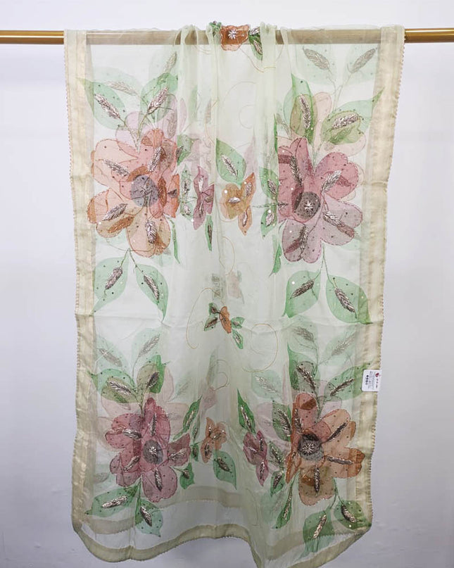 Fancy Organza with Oil Paint and Gotta Work Dupatta