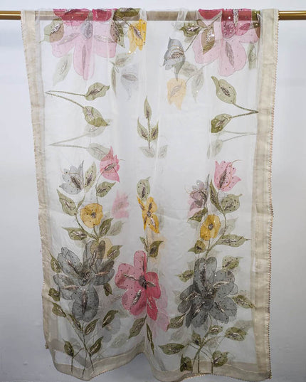 Fancy Organza with Oil Paint and Gotta Work Dupatta