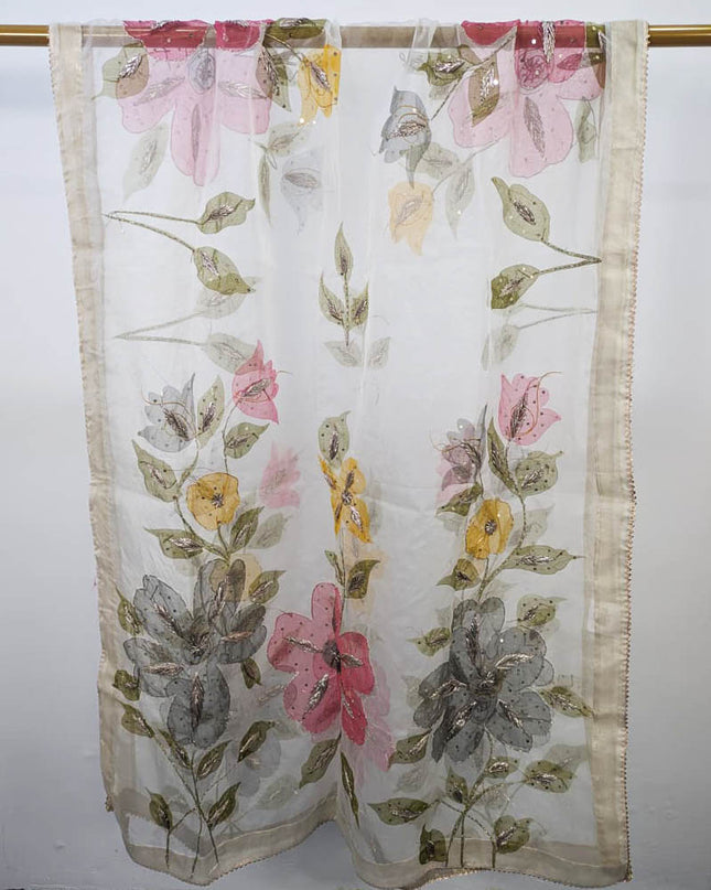 Fancy Organza with Oil Paint and Gotta Work Dupatta