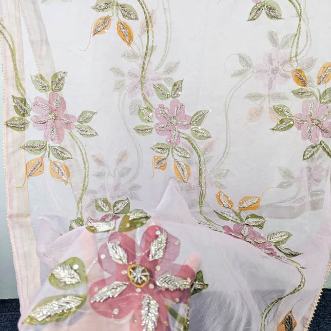 Fancy Organza with Oil Paint and Gotta Work Dupatta