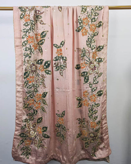 Fancy Handmade Heavy Silk Oil Paint +Gotta  Stone Work Dupatta