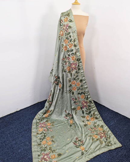 Fancy Handmade Heavy Silk Oil Paint +Gotta  Stone Work Dupatta