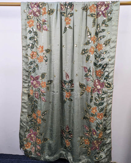 Fancy Handmade Heavy Silk Oil Paint +Gotta  Stone Work Dupatta