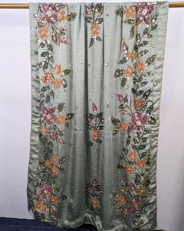 Fancy Handmade Heavy Silk Oil Paint +Gotta  Stone Work Dupatta