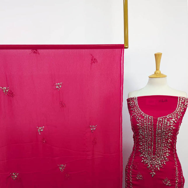 Fancy Handmade Gotta Work Chiffon Shirt Dupatta 2PC Unstitched