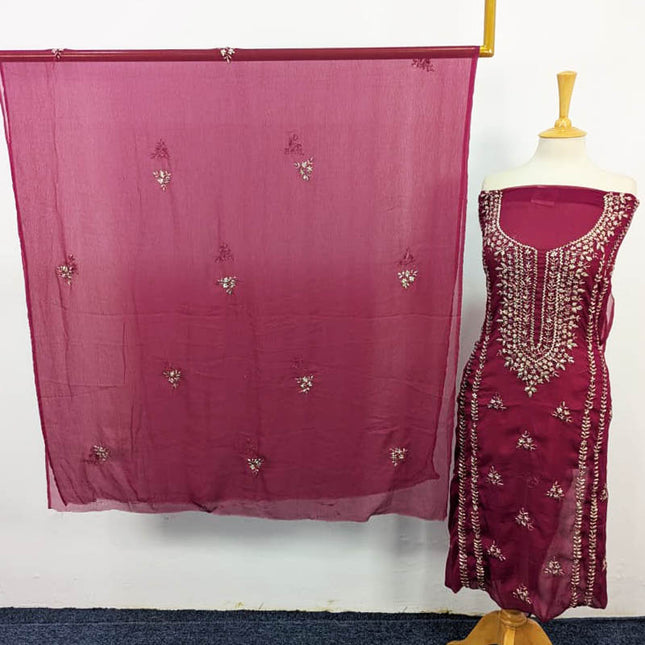 Fancy Handmade Gotta Work Chiffon Shirt Dupatta 2PC Unstitched