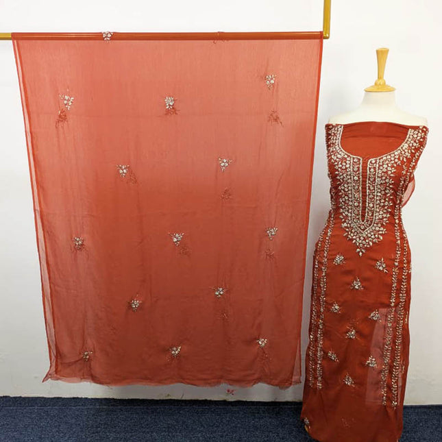 Fancy Handmade Gotta Work Chiffon Shirt Dupatta 2PC Unstitched