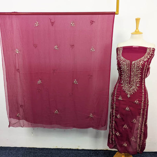 Fancy Handmade Gotta Work Chiffon Shirt Dupatta 2PC Unstitched