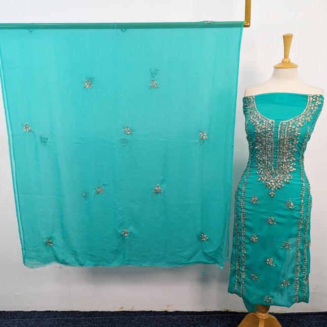 Fancy Handmade Gotta Work Chiffon Shirt Dupatta 2PC Unstitched