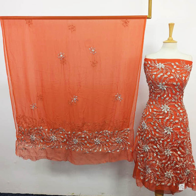 Handmade Gotta Work Chiffon Shirt Dupatta 2PC Unstitched