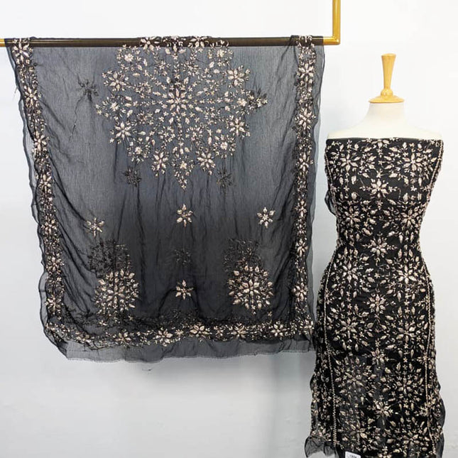 Fancy Gotta Work Chiffon with 4 Sided Border Dupatta 2PC Unstitched