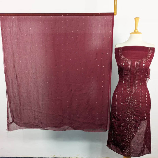 Handmade Mukesh Work Chiffon  2PC Unstitched