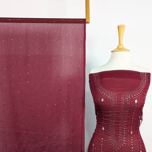 Handmade Mukesh Work Chiffon  2PC Unstitched