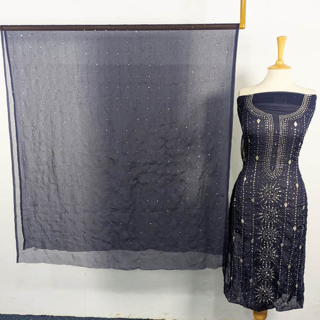 Handmade Mukesh Work Chiffon  2PC Unstitched