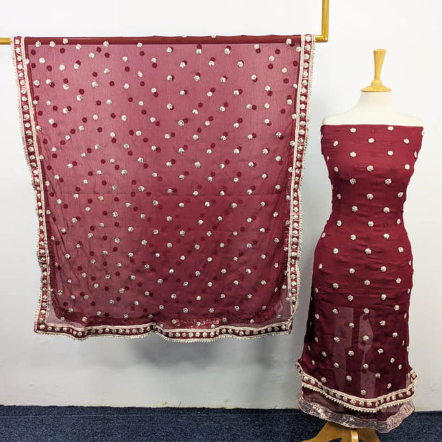 Handmade Gotta Work Chiffon Shirt Dupatta 2PC Unstitched