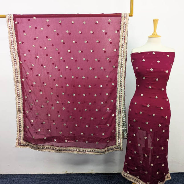 Handmade Gotta Work Chiffon Shirt Dupatta 2PC Unstitched