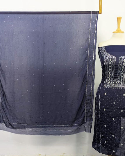 Chiffon with Full Jaal Mukesh Work 2PC Unstitched