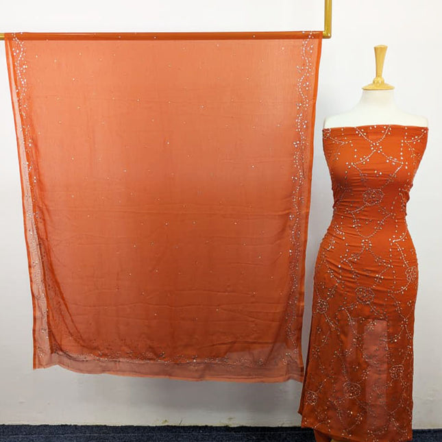 Handmade Full Jaal Mukesh Work Chiffon 2PC Unstitched