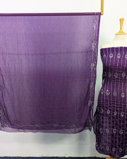 Chiffon with Full Jaal Mukesh Work 2PC Unstitched