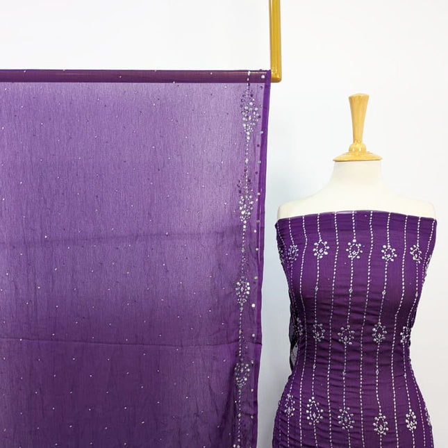 Chiffon with Full Jaal Mukesh Work 2PC Unstitched