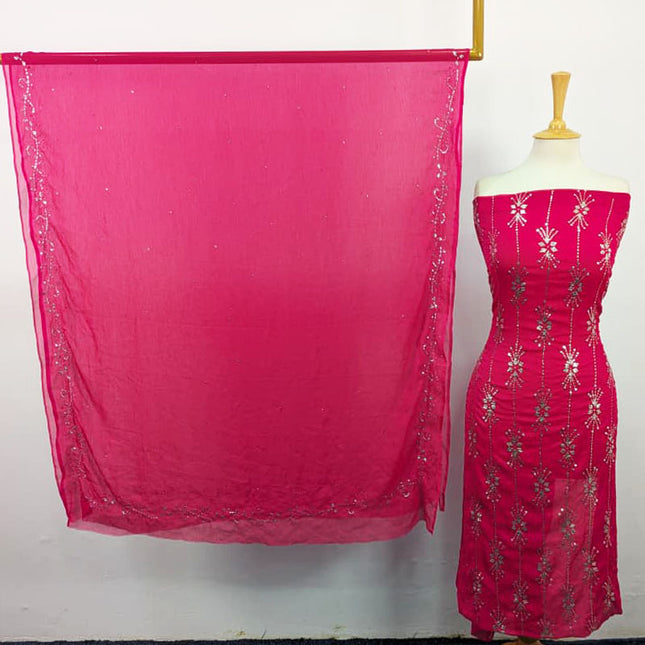 Handmade Full Jaal Mukesh Work Chiffon 2PC Unstitched