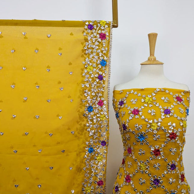 Chiffon with Multicolor Gotta Work & 4 Sided Border Dupatta 2PC Unstitched