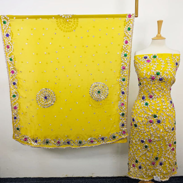 Fancy Handmade Multicolor Gotta Work Chiffon 2PC Unstitched