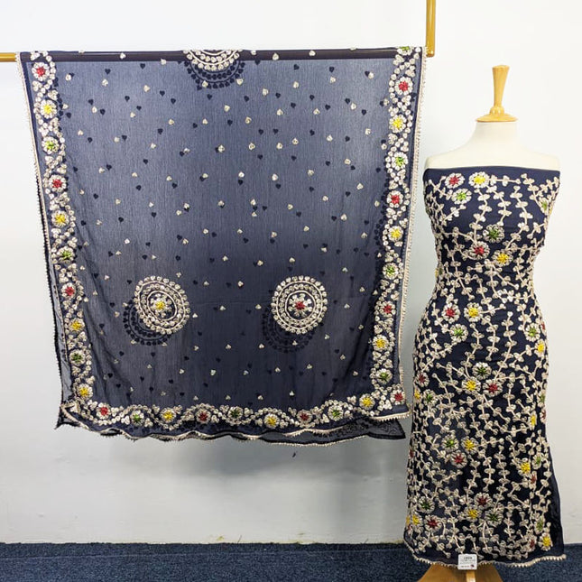 Multicolor Gotta Work Chiffon with 4 Sided Border Dupatta 2PC Unstitched