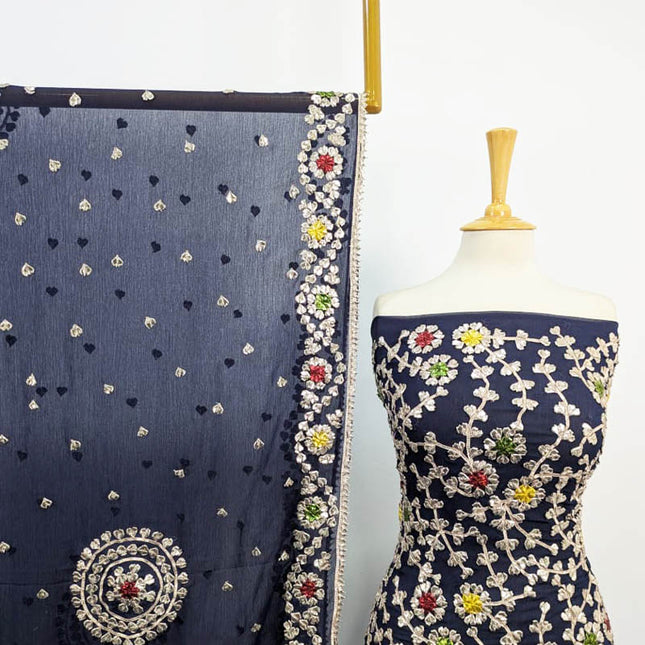 Multicolor Gotta Work Chiffon with 4 Sided Border Dupatta 2PC Unstitched