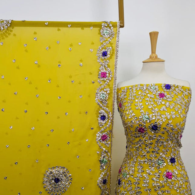 Multicolor Gotta Work Chiffon with 4 Sided Border Dupatta 2PC Unstitched