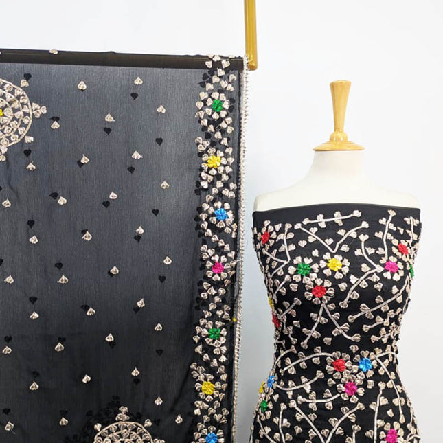 Multicolor Gotta Work Chiffon with 4 Sided Border Dupatta 2PC Unstitched