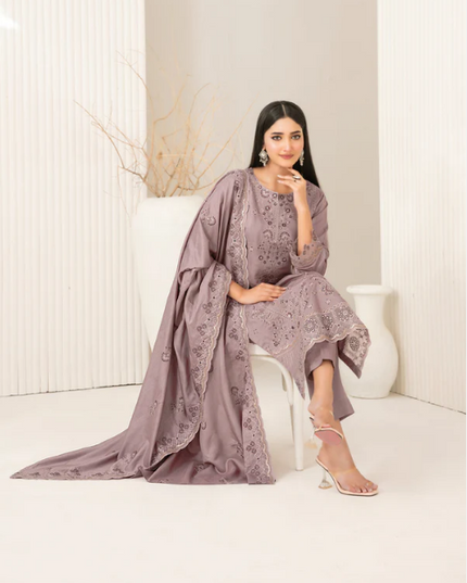 Embroidered Viscose Slub 3PC Unstitched - Tawakkal