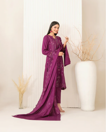 Premium Embroidered Viscose Slub 3PC Unstitched - Tawakkal
